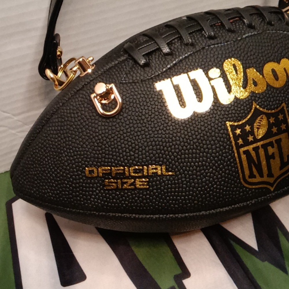LIMITED EDITION Black and Gold Leather Football Bag π - Picture 16 of 17